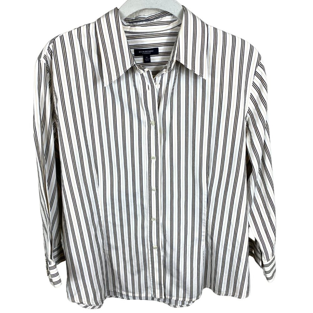 Burberry London Black Gold Stripe Button Up Shirt